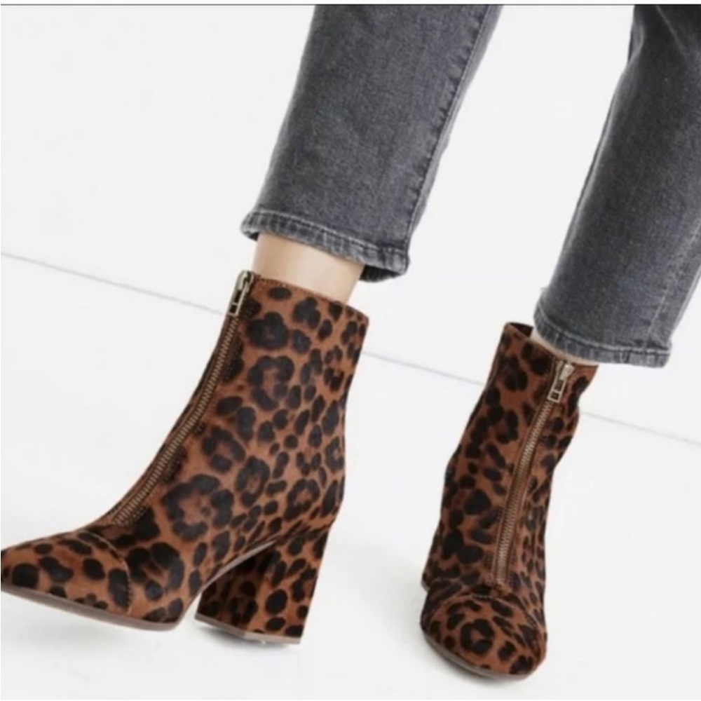 Madewell The Amalia Zip Boot in Leopard Calf Hair